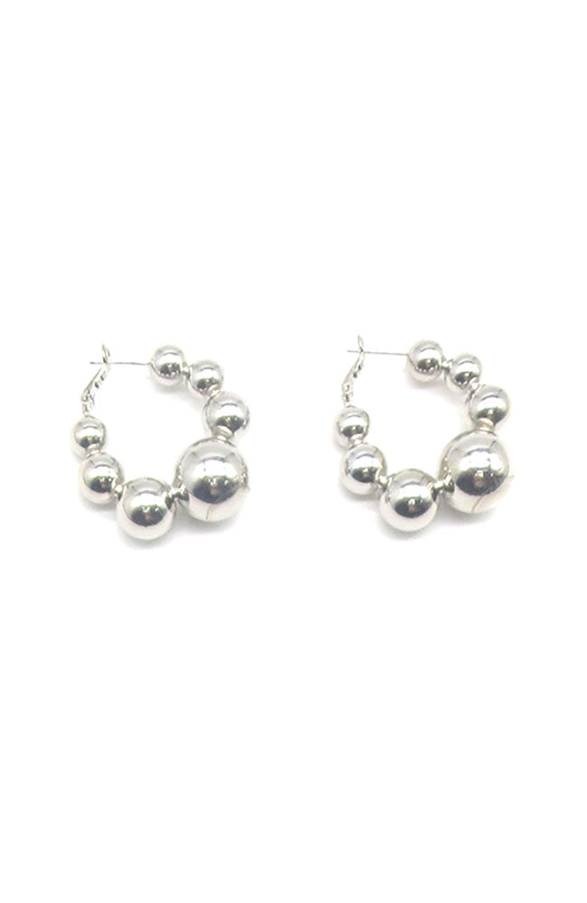 Silver Ball Hoops