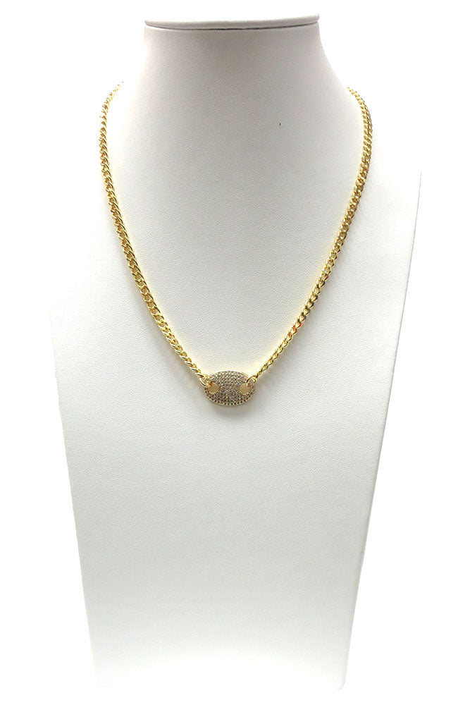 Mag Close Necklace Center CZ Oval Disc
