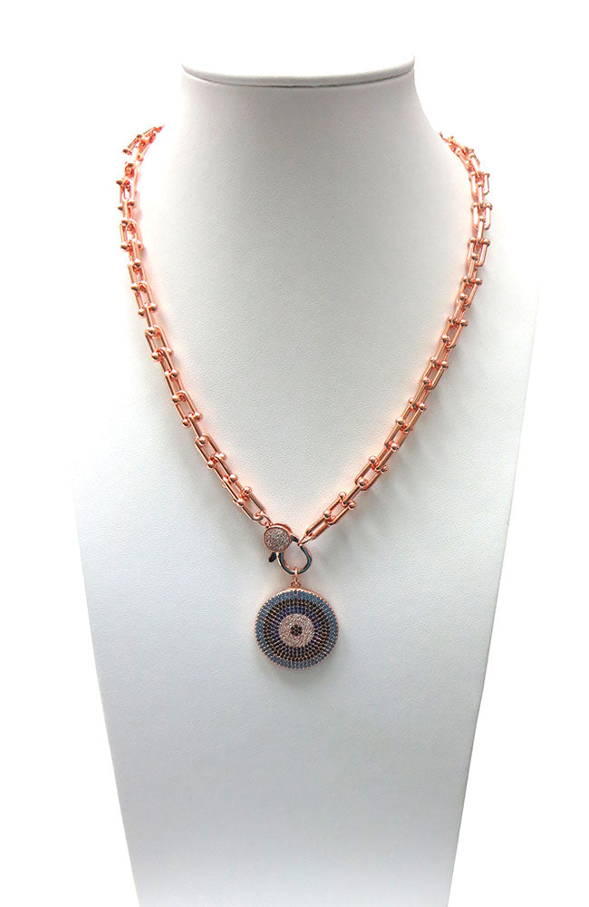 Copper Wishbone Necklace EE Pendant