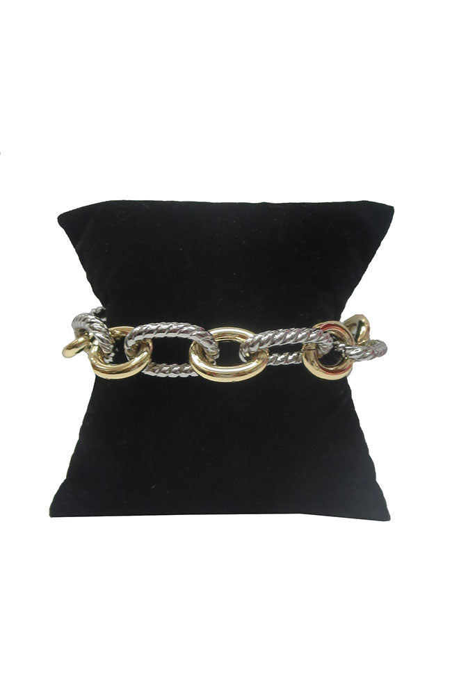 Gold Circles & Silver Rope Bracelet