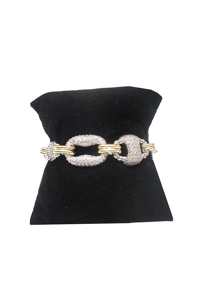 Mag Close Gold, Silver CZ Station Bracelet