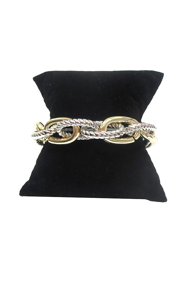 Silver Rope & Gold Circle Bracelet