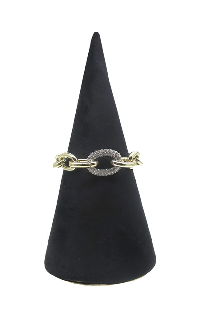 Gold Link Bracelet Lg CZ Center