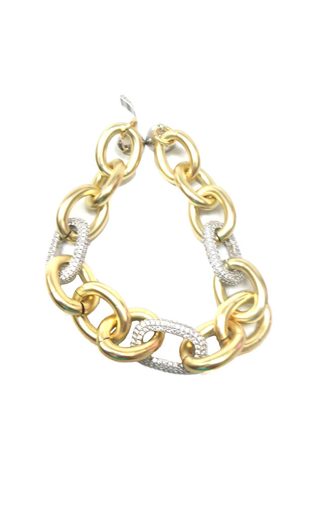 Gold Circle Silver CZ Bracelet