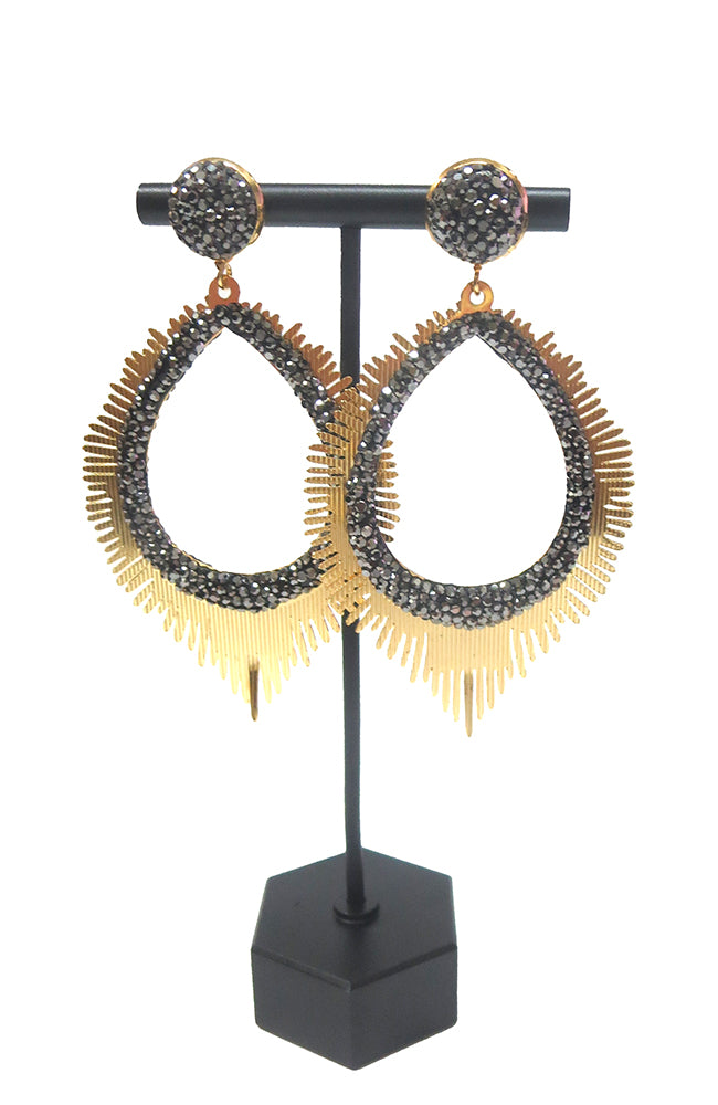 Gold GM CZ Teardrop Earring