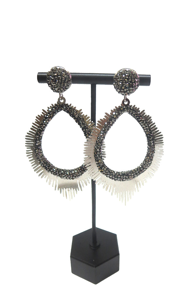 Silver GM CZ Teardrop Earring