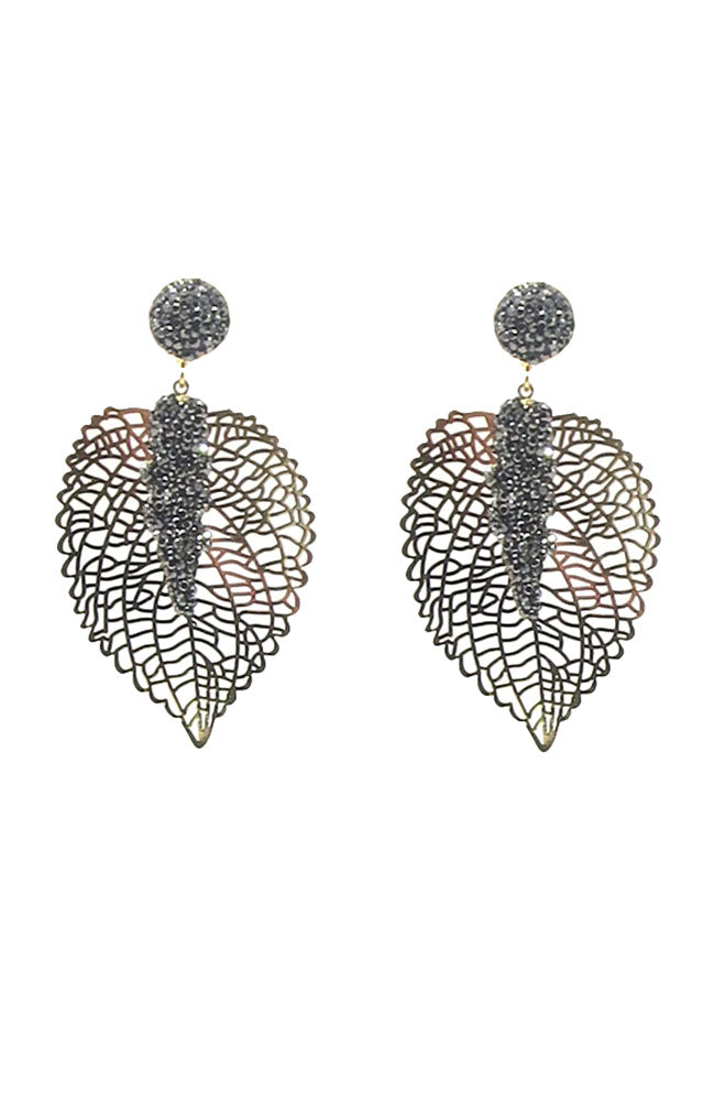 Gold GM CZ with Leaf Drop Earring