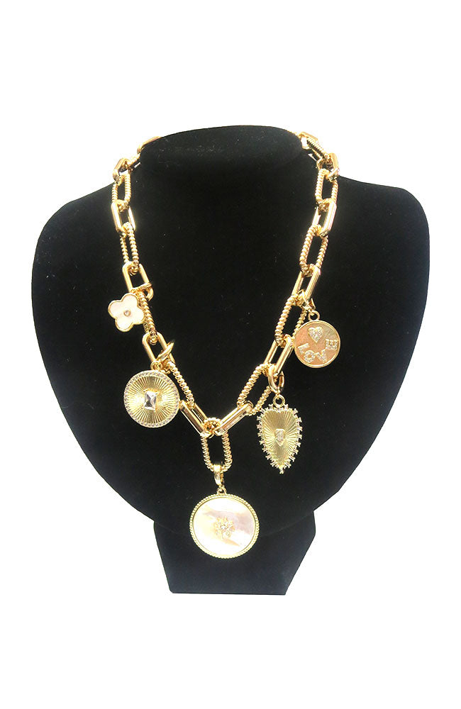 Mag Close MOP Charm Neck Gold