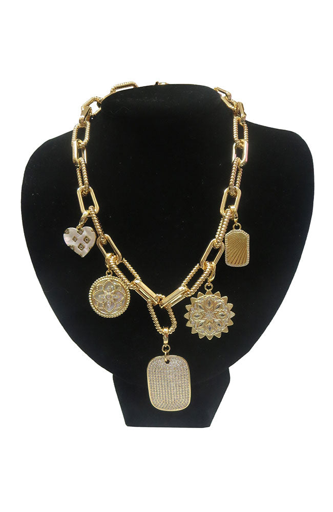 Mag Close Pave Charm Neck Gold