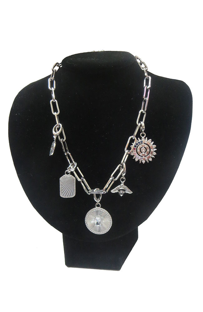 Mag Close Pave Charm Neck Sil