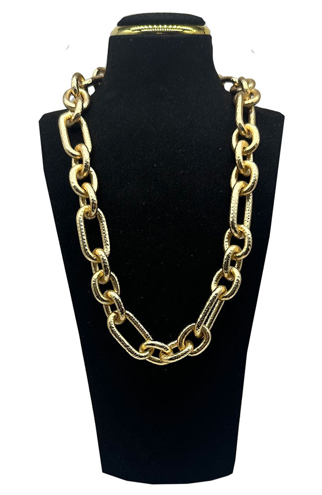 Magnetic Brushed Gold Link Necklace