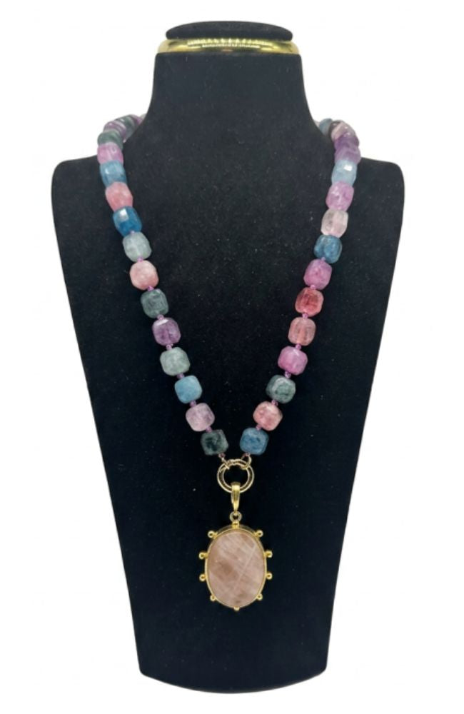 Cubed Gem Neck with SP Pendant