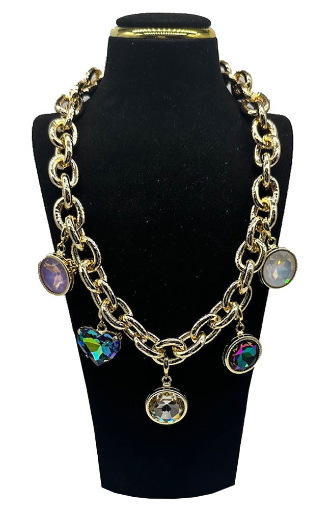 Gold Chain Chunky Gem Necklace