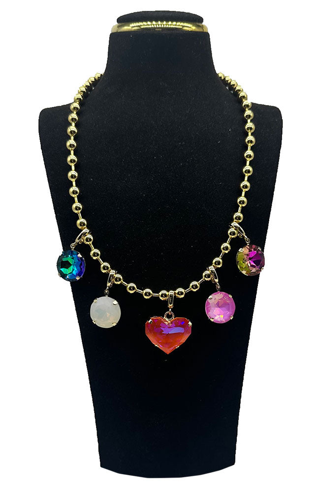 Ball Chain Coral Heart Necklace