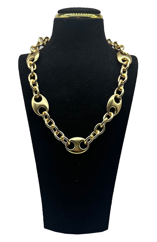 Matte Gold Tab Necklace