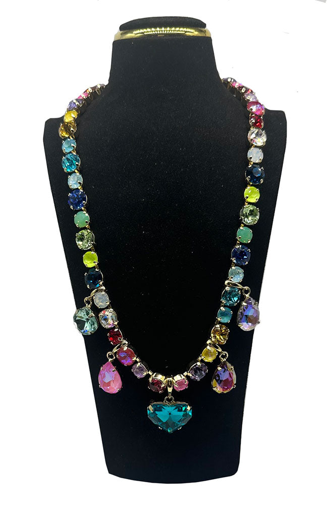 Multi Teardrop Turq Heart Necklace