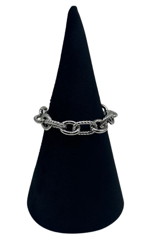 Etched Silver Chain Bracelet