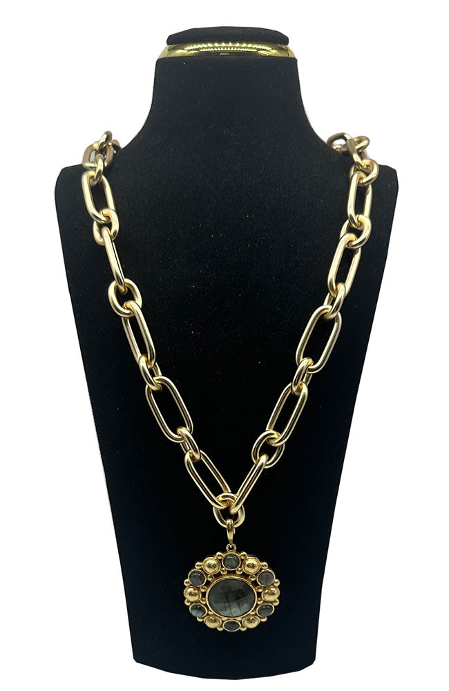 Smoky Gem Long Link Necklace