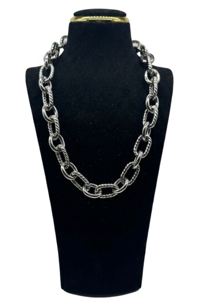 Etched Silver Chain Necklace