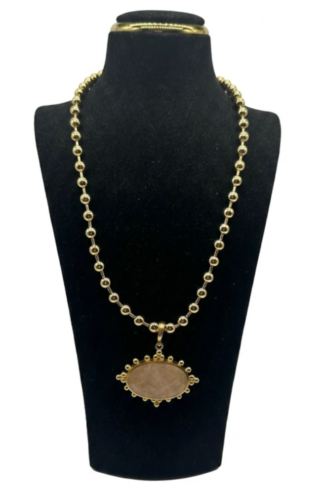 Smoky Pink Ball Chain Necklace