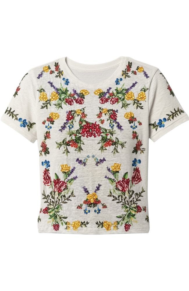CC606D37033 Cindy Embr Cropped Tee