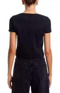 CC606E11032 Cindy Embell Cropped Tee in Black