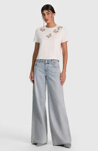 CC606E11032 Cindy Embell Cropped Tee in White