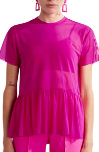 Sheer Mesh Peplum Top