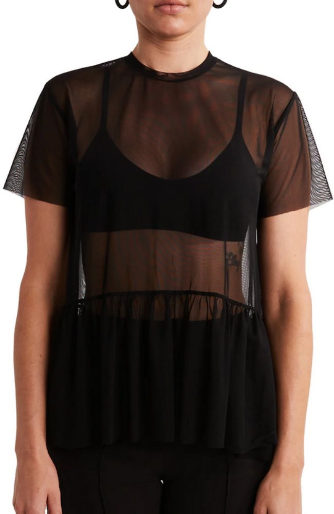 Sheer Mesh Peplum Top