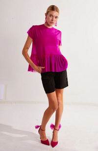 Sheer Mesh Peplum Top