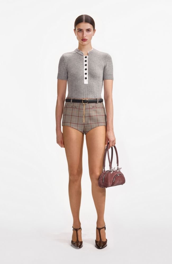 Grey Short Sleeve Knit Top