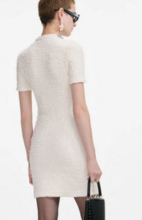 Cream Textured Knit Mini Dress