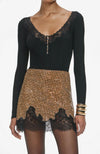 Black Lace Trim Knit Top