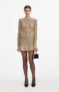 Gold Lurex Knit Mini Dress – shoprodeodrive