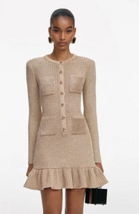 Gold Lurex Knit Mini Dress