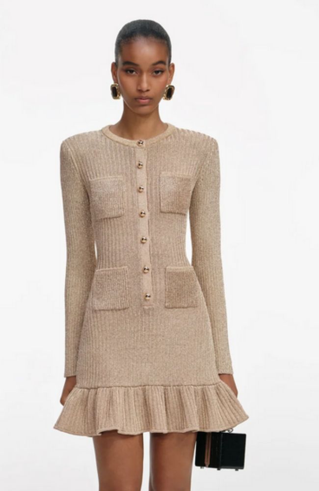Gold Lurex Knit Mini Dress – shoprodeodrive