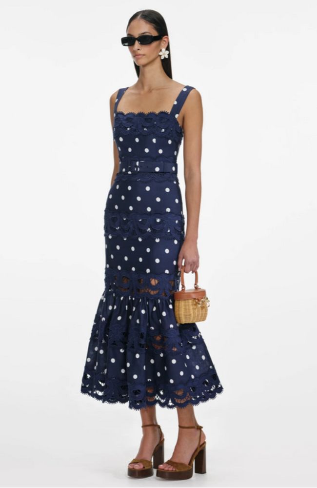 Polka Dot Linen Midi Dress