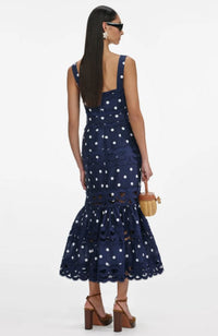 Polka Dot Linen Midi Dress