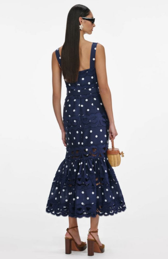 Polka Dot Linen Midi Dress