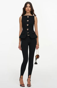 Black Wool Crepe Top
