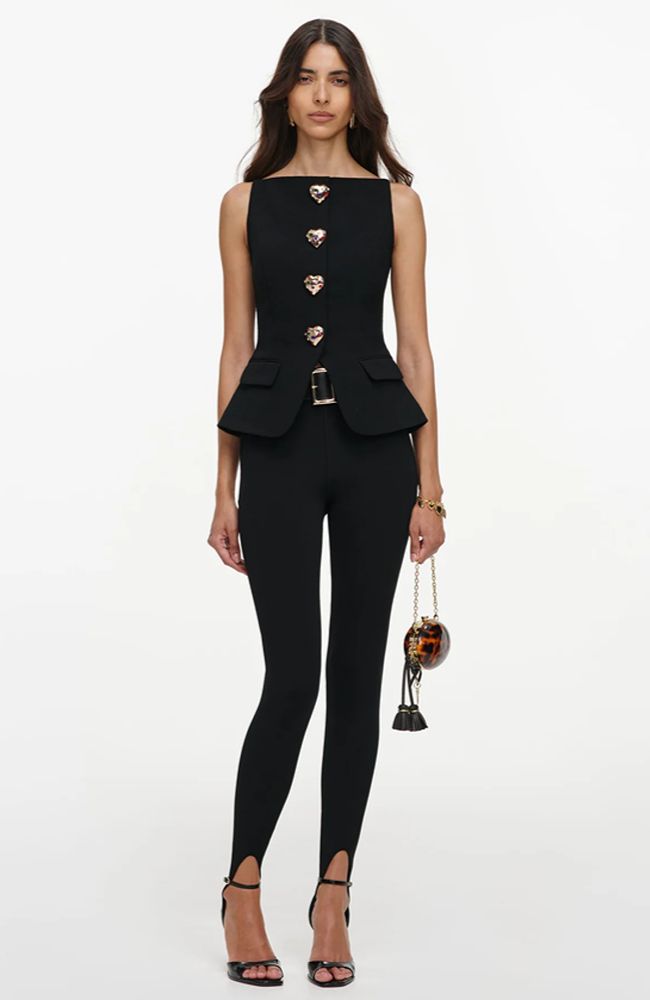 Black Wool Crepe Top