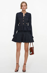 Navy Textured Knit Mini Dress