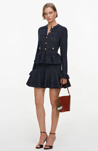 Navy Textured Knit Mini Dress
