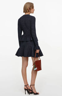 Navy Textured Knit Mini Dress
