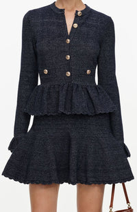 Navy Textured Knit Mini Dress