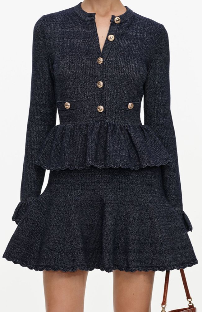 Navy Textured Knit Mini Dress