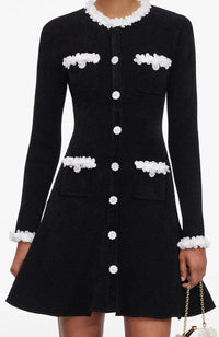 Chenille Knit Flower Mini Dress