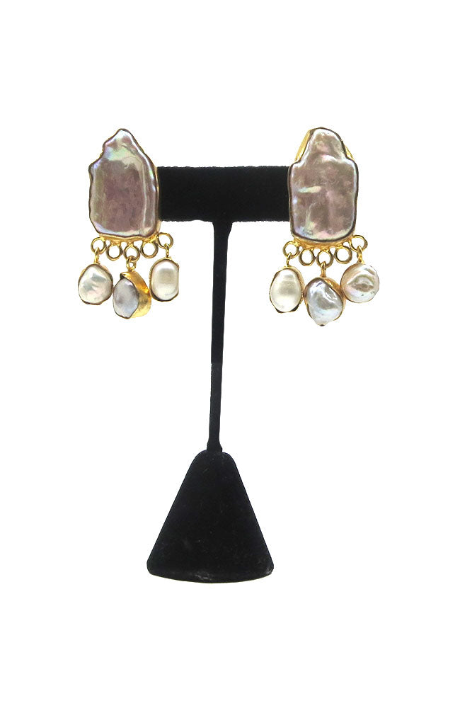 Baroque 3 Mini Pearl Earrings