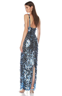 allegra sequin maxi dress Allegra Deep V-Neck Sequin Column Gown