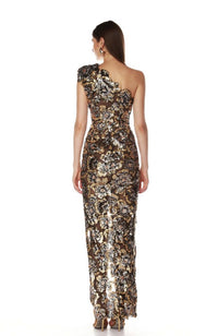 Tokyo Gold One Shoulder Gown